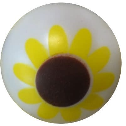 20mm Sunflower Print on a White Matte Bead
