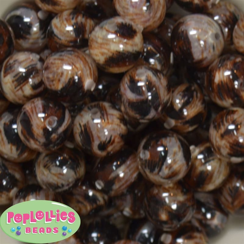 20mm Tiger Print Bubblegum Beads
