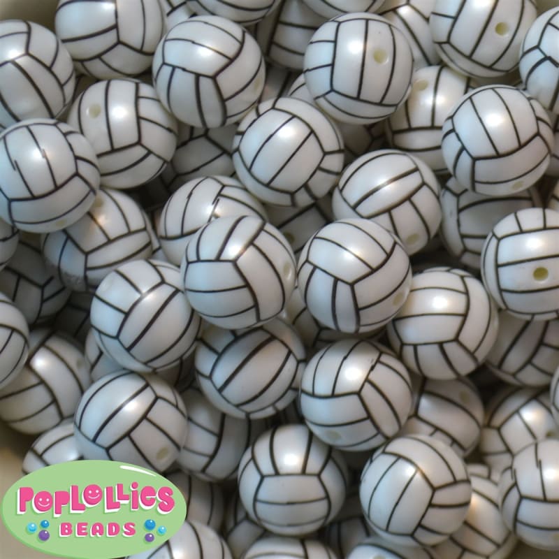 20mm Volleyball Print Beads