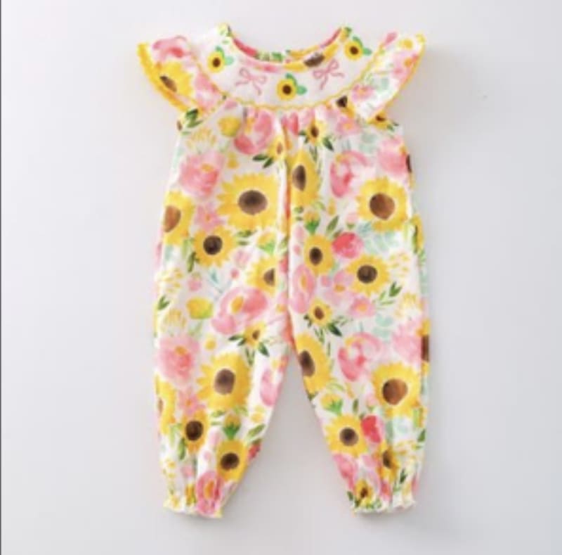 Smocked Sunflower Romper