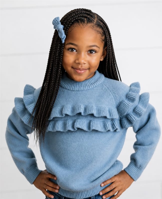Double Ruffle Crew Neck Sweater