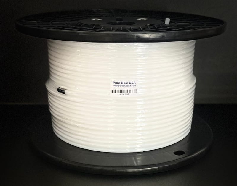 3/8 inch x 5/16 inch PTFE Tubing, high-temp resistant, durable for industrial applications, translucent white, continuous roll