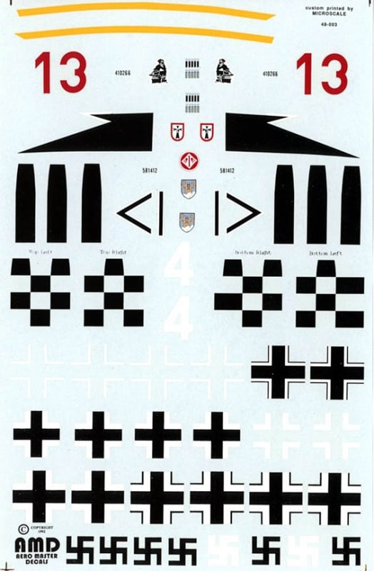 Planche D'autocollants Dan Models 48003 échelle 1/48 - Aviation Luftwaffe Seconde Guerre Mondiale