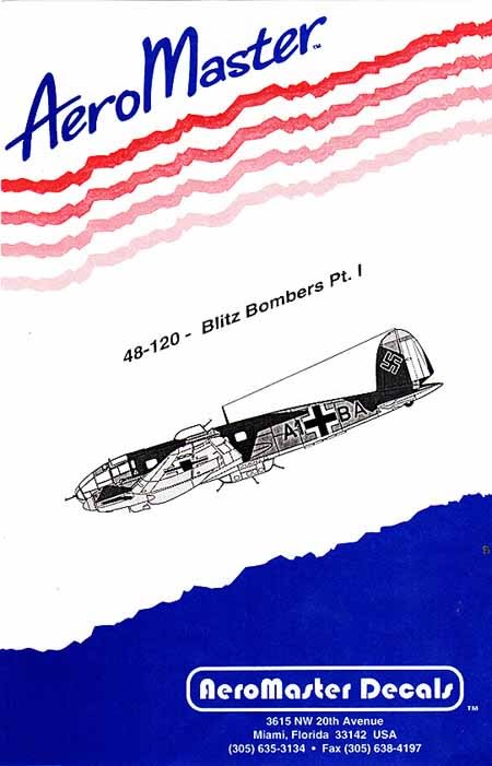 AeroMaster #48-120 1/48 Heinkel He 111 Blitz Bombers Part 1 Decal Sheet