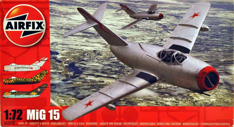 Box Art #02037 1/72 MiG 15 on traditional red box issue by Airfix.