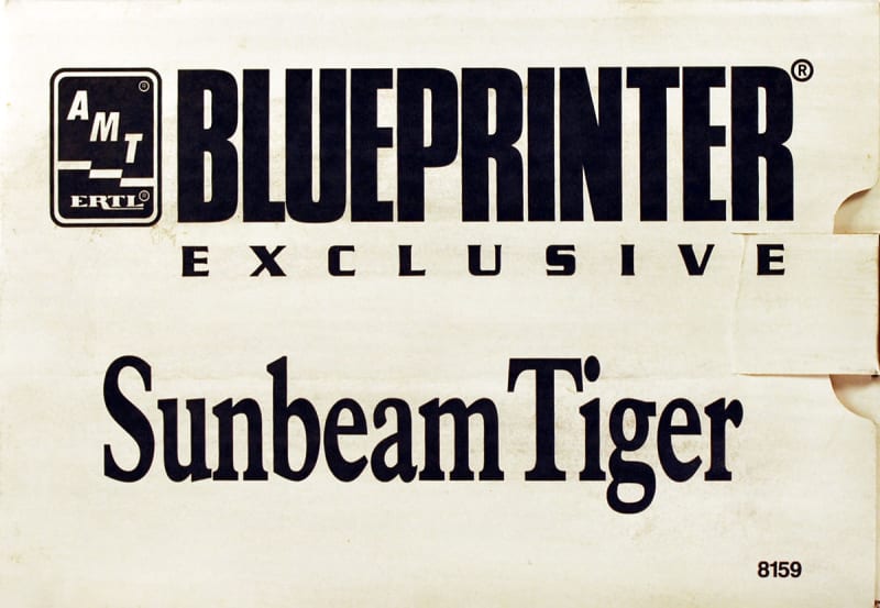 Photo of white box Blueprinter box exclusive model kit of 1966 Sunbeam Tiger.