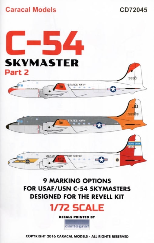 Caracal 1/72 decal CD72045 C-54 Skymaster Part 2 Caracal 1/72 decal CD72045 C-54 Skymaster Part 2