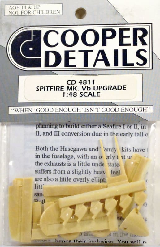 Photo of scale model resin update set to upgrade a Spitfire Vb model kit.