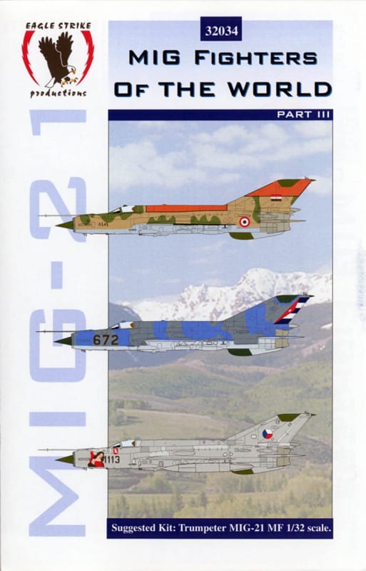 Photo of model aircraft decal by Eagle Strike of 1/32 MiG 21 MF from around the world for Trumpeter 1/32 MiG 21 MF.