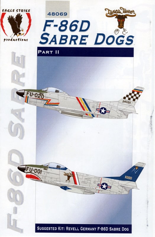 Cover Illustration for 1/48 Eagle Strike decal for scale model F-86F Sabre, two versions are on the cover.