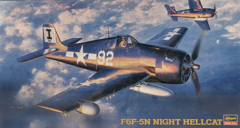 Box Art of Hasegawa #JT132 Model Kit of US Night Fighter, F6F-5N Hellcat