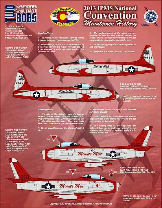 IPMS USA 2013 National Convention Loveland, CO Decal Sheet