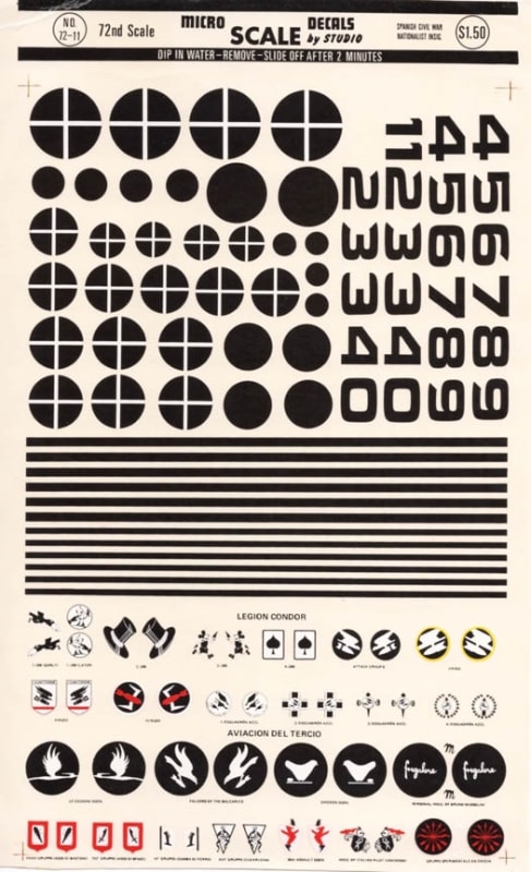 Microscale #72-11 1:72 Spanish Civil War Nationalistic Insignia