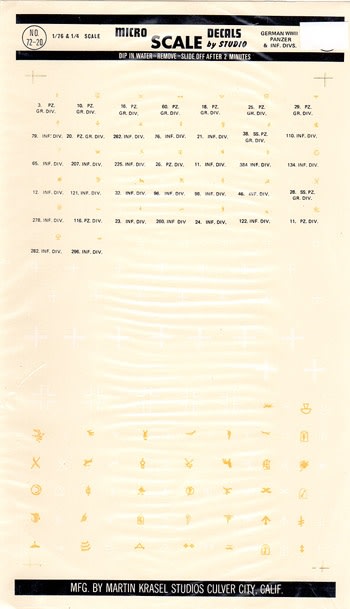 Microscale #72-20AA 1/72 & 1/48 German Panzer & Infantry Division Insignia