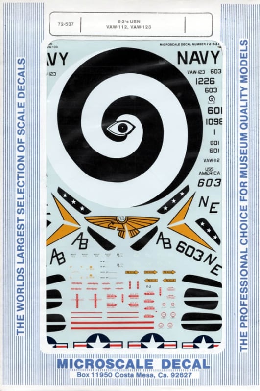 Microscale #72537 1/72 E-2 Hawkeye US Navy