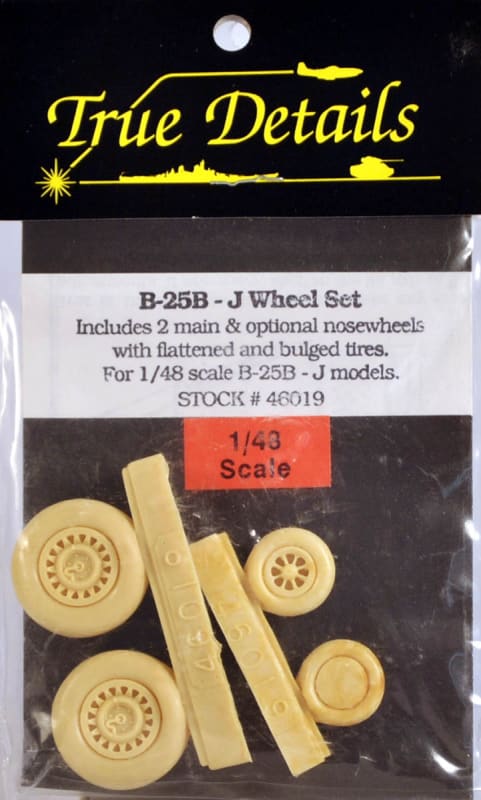 Photo of package of True Details scale model resin wheels for B-25B-J model kit.