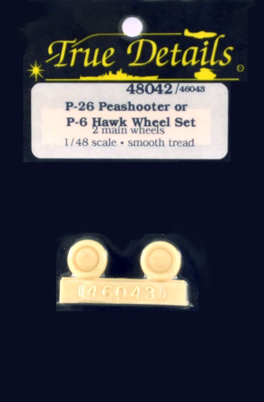Photo of True Details package of resin wheel set for P-26 or P-6 plastic model kits.