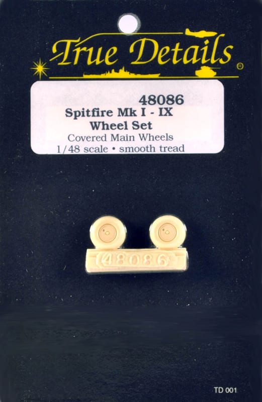 Photo of True Details scale model resin wheels for Spitfire Mk. I - Mk. IX plastic model kits.