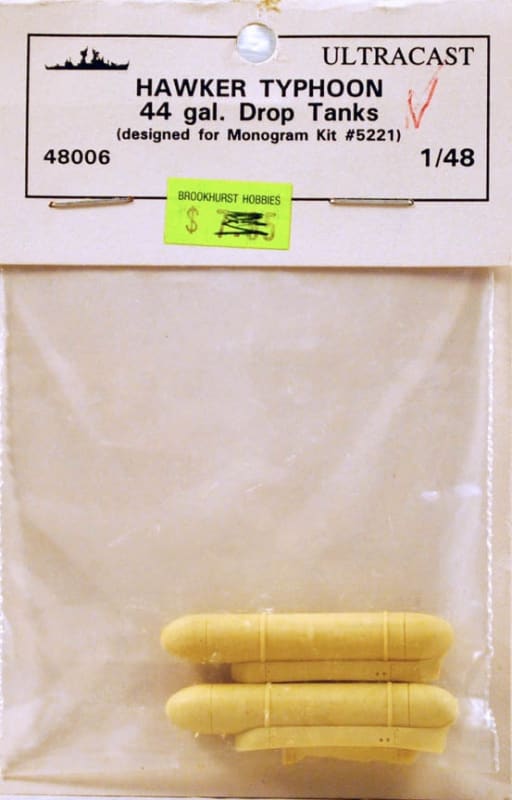Ultracast #48006 1/48 Hawker Typhoon 44 gal. Drop Tanks