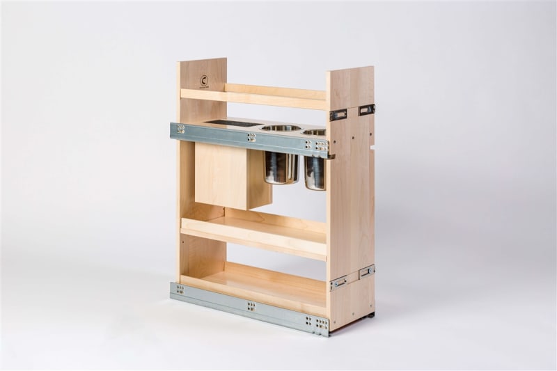 Utensil Pull-Out Cabinet – Knife Block & Bin Storage