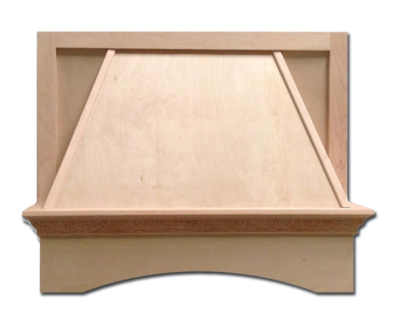 Castlewood Acanthus Molding Chimney Range Hood Front with Arched Plain Valance