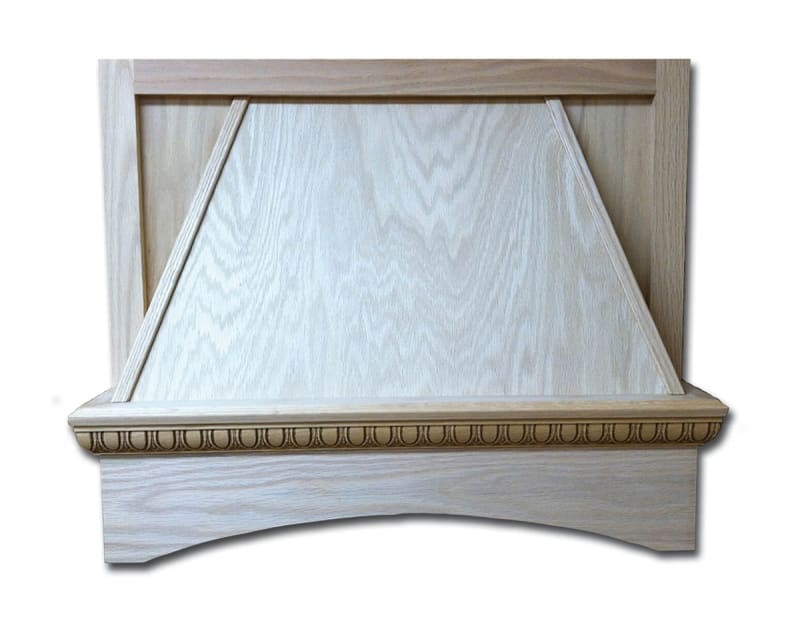 Castlewood Egg and Dart Molding Chimney Range Hood Front with Arched Plain Valance