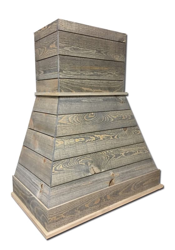 30" Castlewood Rustic Shiplap Wood Range Hood - Light Gray  (H 42-1/2" | W 31" | D 20-3/8")