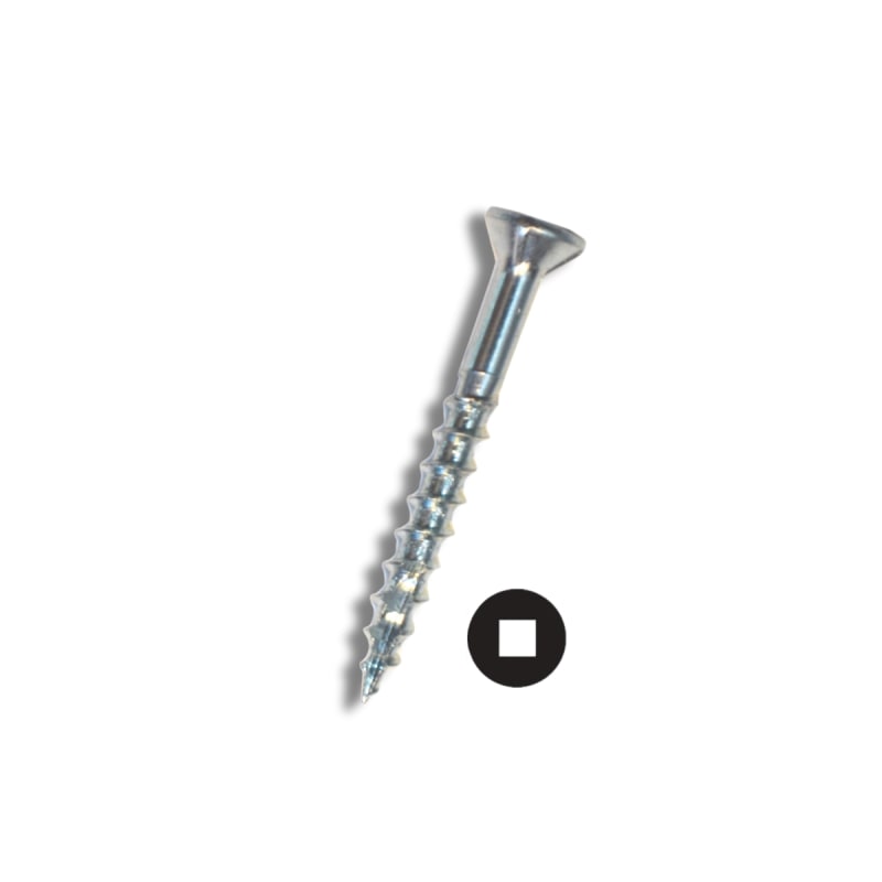 Flat Square Drive Nibbed (Type 17) Full Deep Thread Wood Screws - Bucket Quantity - Zinc
