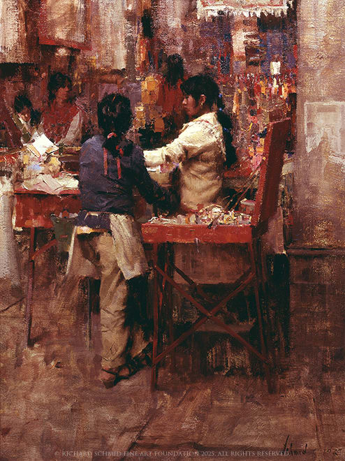 Indian Market Lithograph By Richard Schmid