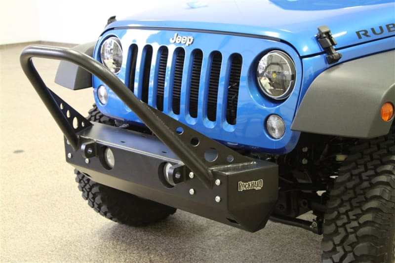 Rock Hard 4x4™ Steel Patriot Series Grille Width Front Bumper w/ Stinger for Jeep Wrangler JK 2007 - 2018 [RH-5007]