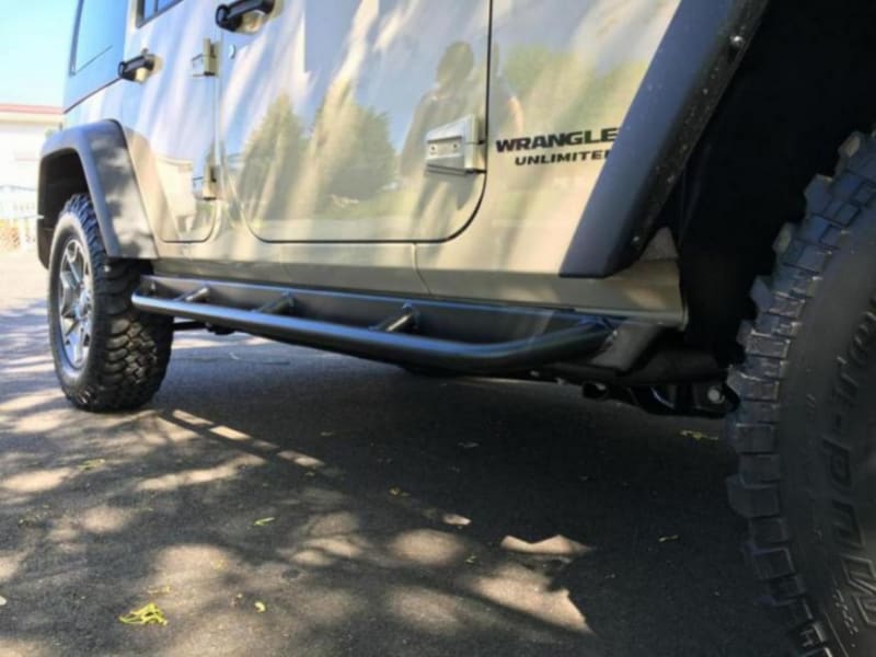 Rock Hard 4x4™ Patriot Series Tube Slider Rocker Guards Angled Downward for Jeep Wrangler JK 4DR 2007 - 2018 [RH-6011]