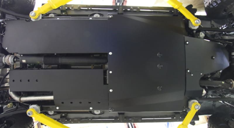 Rock Hard 4x4™ Aluminum Complete Bellypan Skid Plate System with Dual Crossmembers for Jeep Wrangler JL 4DR 2.0L eTorque 2018 - Current [RH-90552]