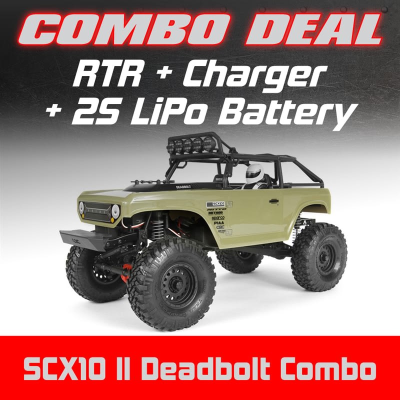 Axial SCX10 II Deadbolt 4WD RTR Combo with Charger and 2S LiPo Battery