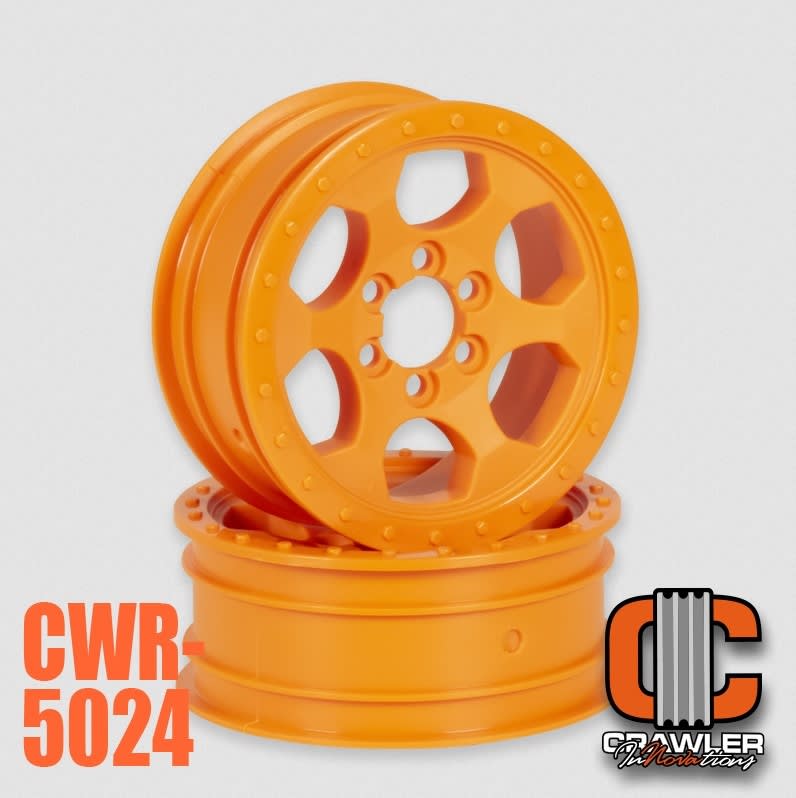 Crawler Innovations 2.2" 6 Bolt Wheel 1" Width - Orange (2)