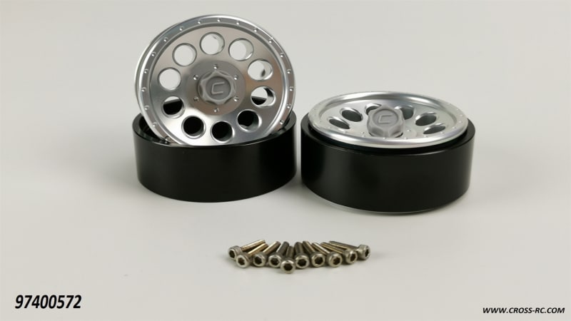 Cross-RC 1.9" CNC Aluminum Wheels Silver, SU4 (2)