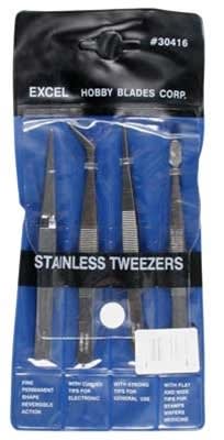 Excel 4 piece tweezer set