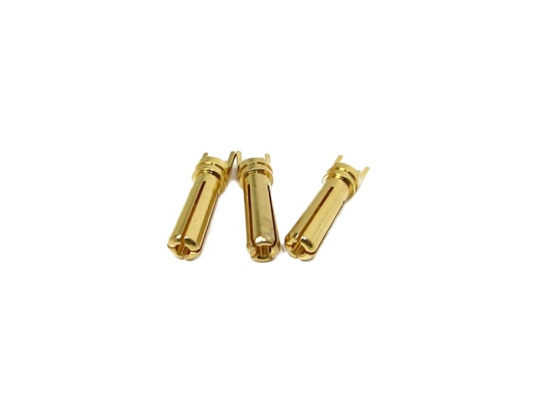 Gear Head RC Gold Plated Male 4mm Bullet Connectors (3 Pack)