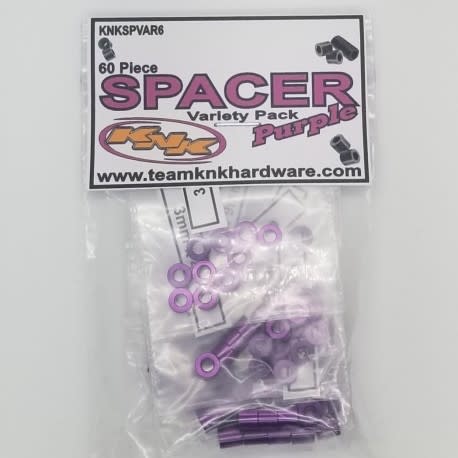 Team KNK (60) Piece 3mm Aluminum Spacer Variety Pack - Purple