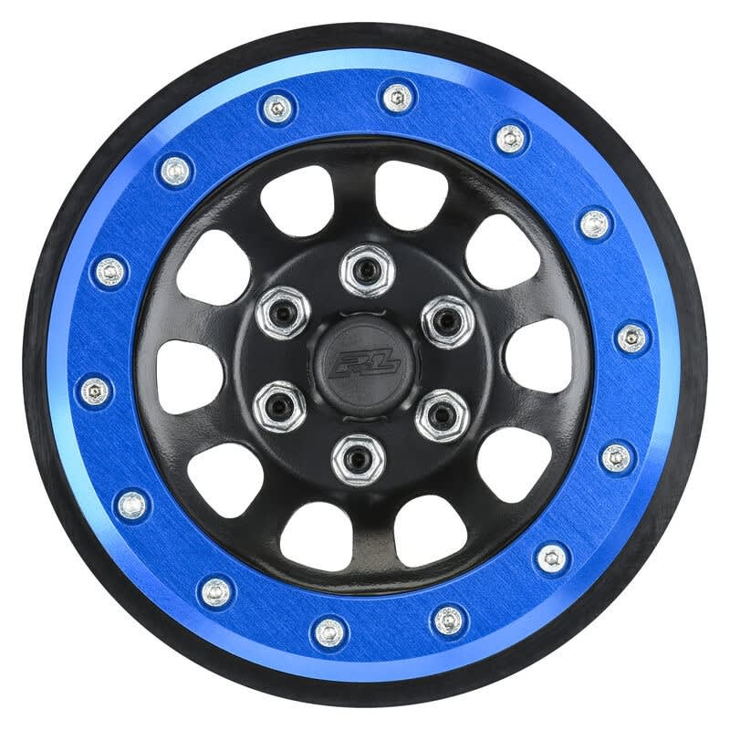 Pro-Line 2.9" Steelies Stamped Steel Bouncer Beadlock Wheels for SCX6 (Blue/Black) (2)
