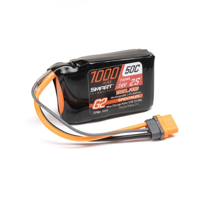 Spektrum 2S 7.4V 1000mAh 50C Smart G2 Trail Pro LiPo Battery - IC2