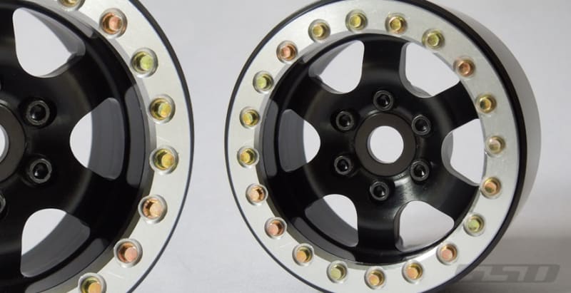 SSD RC 1.9" Rock Racer Beadlock Wheels (Black / Silver) (2)
