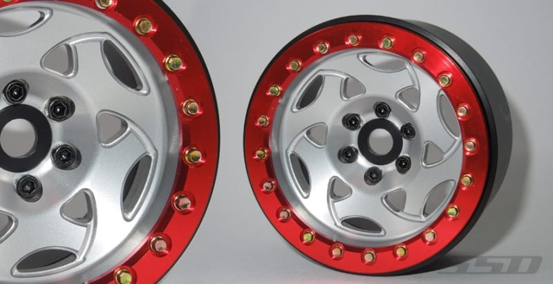SSD RC 2.2" Champion Beadlock Wheels (Silver / Red) (2)