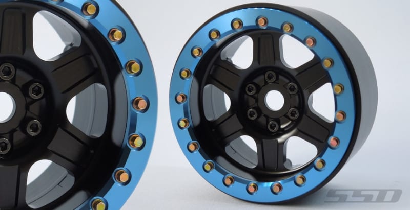 SSD RC 2.2" Challenger Beadlock Wheels (Black / Blue) (2)
