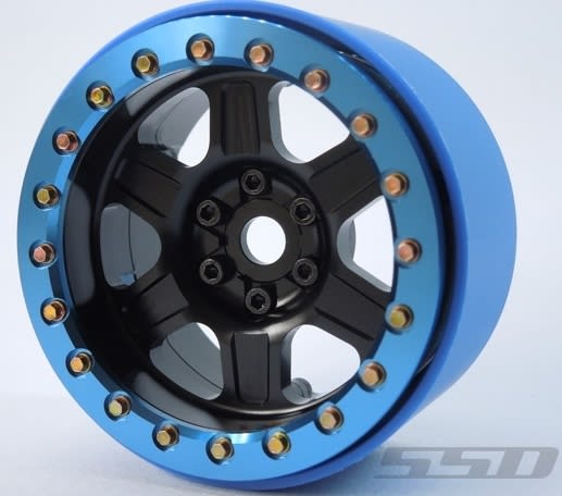 SSD RC Single 2.2" Challenger PL Beadlock Wheel (Black / Blue) (1)