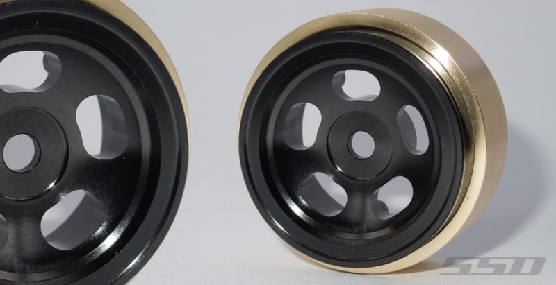 SSD RC 1.0" Aluminum / Brass D Hole Wheels (Black) (2)