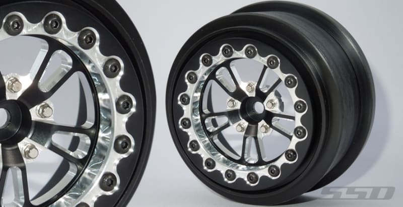 SSD RC V Spoke Rear 2.2" / 3.0" Lightweight Drag Racing Beadlock Wheels (Black) (2)