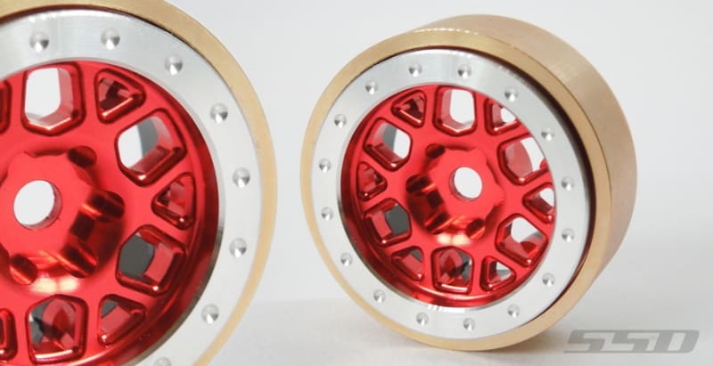 SSD RC 1.0" Aluminum / Brass Boxer Wheels (Red) (2)