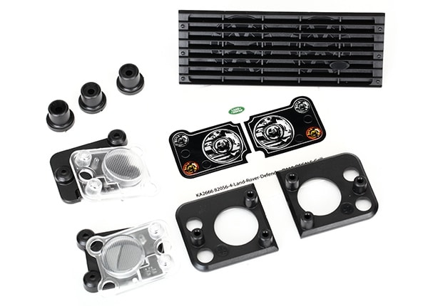 Traxxas Grill Land Rover Defender/ grille mount (3)/ headlight housing (2)/ lens (2)/ headlight mount (2)