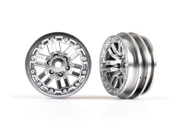 Traxxas Wheels, 1.0", Style 1 (satin chrome) (2), TRX-4M