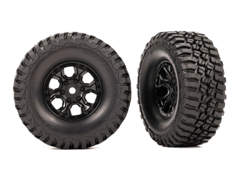 Traxxas Tires, 1.0", BFGoodrich Mud-Terrain T/A KM3, Pre-mounted on black wheels (2), TRX-4M